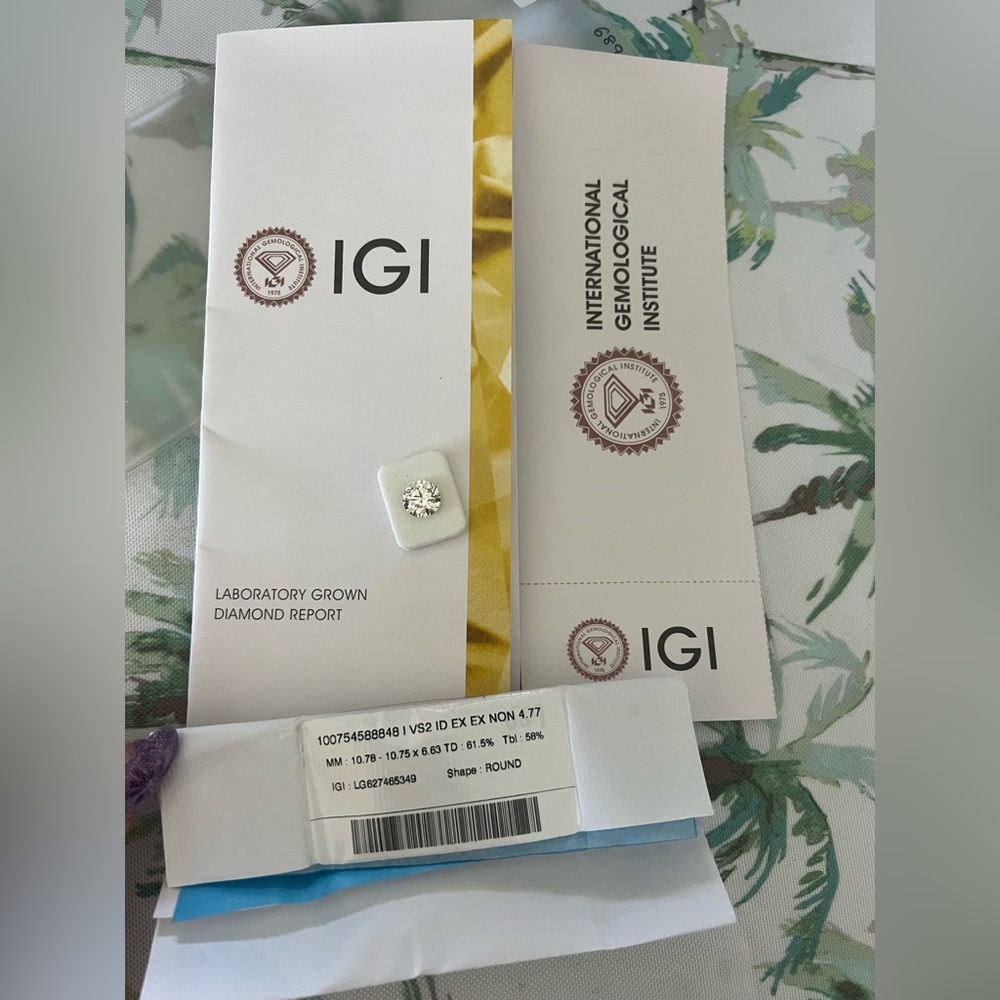 Lab Grown Loose Diamond Round Shape 4.77 Carat VS 2 Ex Ex IGI Certified